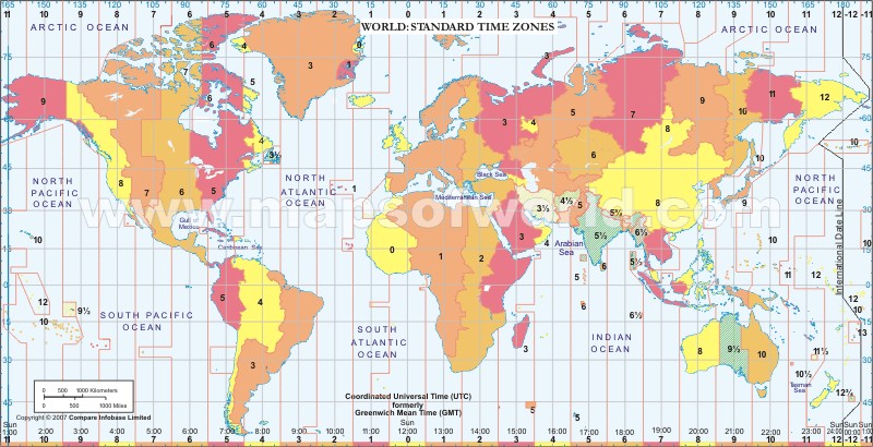 map of time zones us. Map Of World Time Zones.